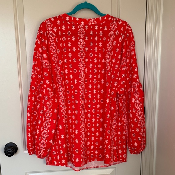 Red Patterned Women's Top - Picture 3 of 9